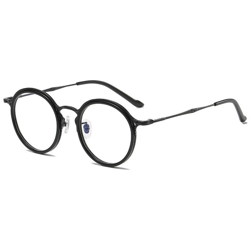 Gatenac Unisex Full Rim Round Titanium Eyeglasses Gxyj1019 Full Rim Gatenac Black