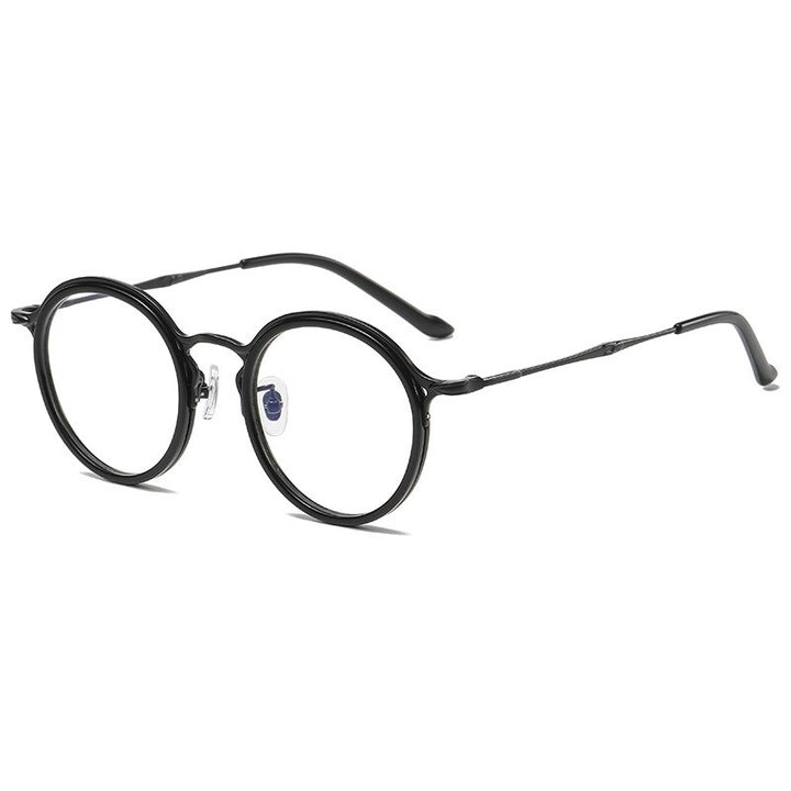 Gatenac Unisex Full Rim Round Titanium Eyeglasses Gxyj1019 Full Rim Gatenac Black