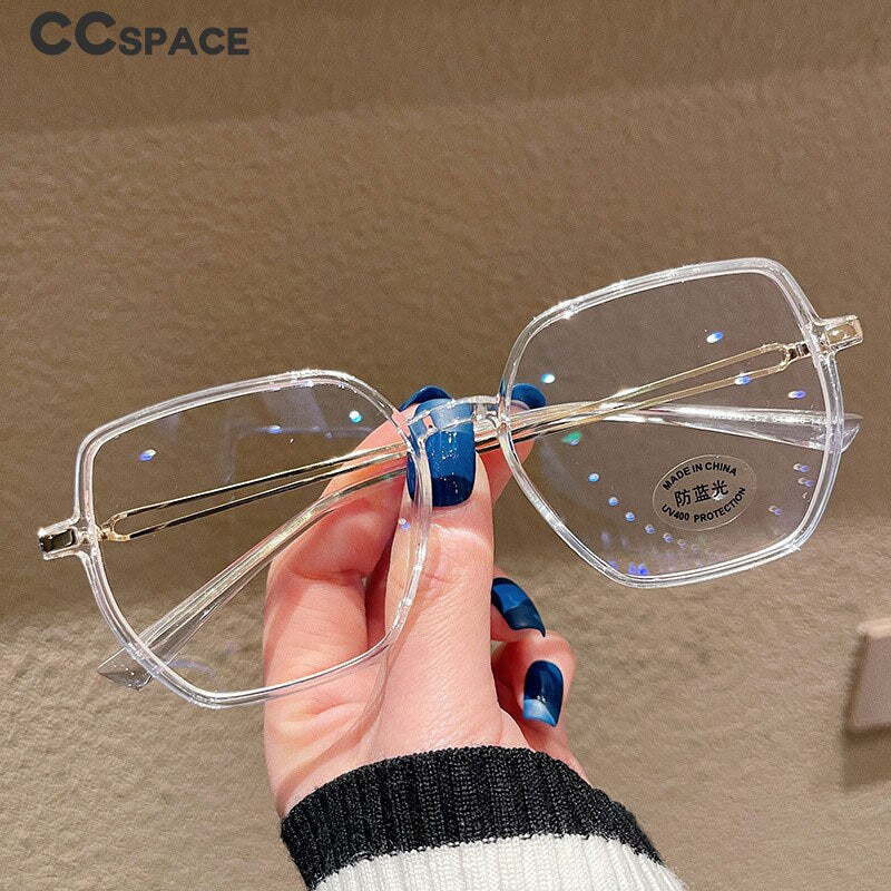 CCspace Unisex Full Rim Polygon Square Tr 90 Titanium Eyeglasses 55886 Full Rim CCspace