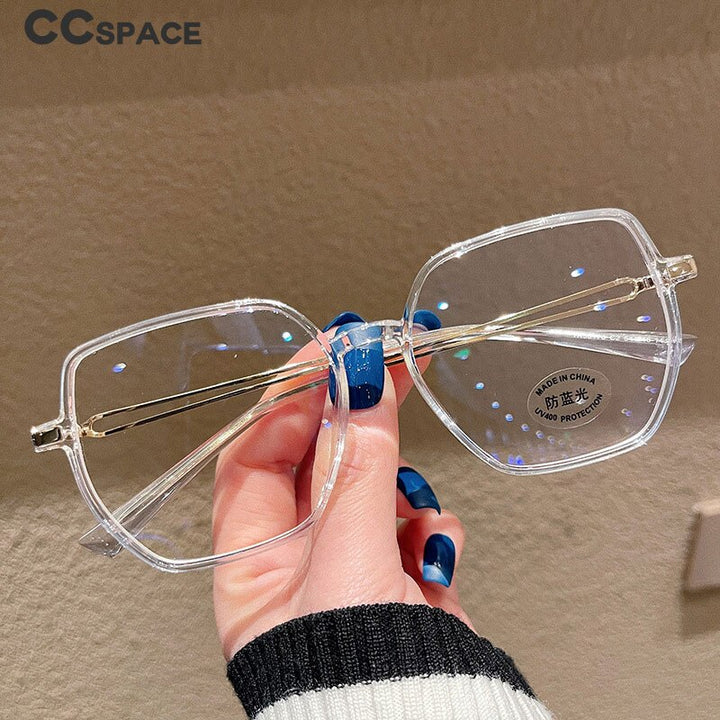 CCspace Unisex Full Rim Polygon Square Tr 90 Titanium Eyeglasses 55886 Full Rim CCspace