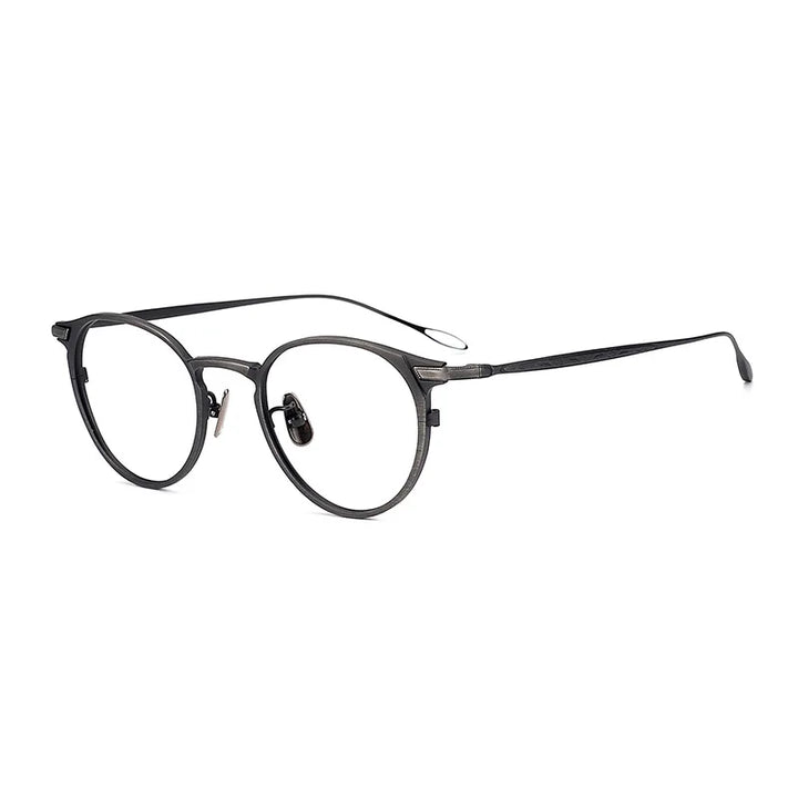 Black Mask Unisex Full Rim Oval Round Acetate Titanium Eyeglasses 63061
