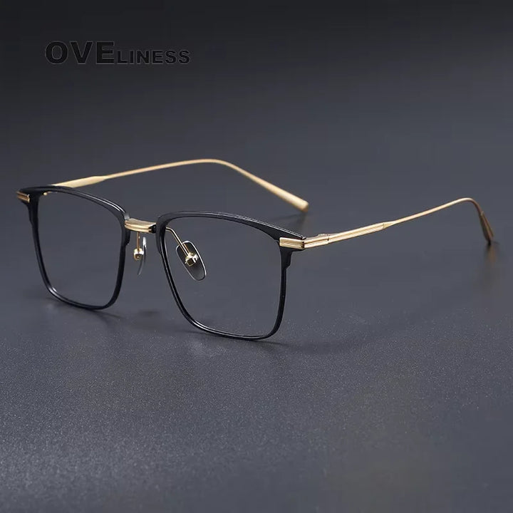 Oveliness Men's Full Rim Square Titanium + Acetate Eyeglasses 81148