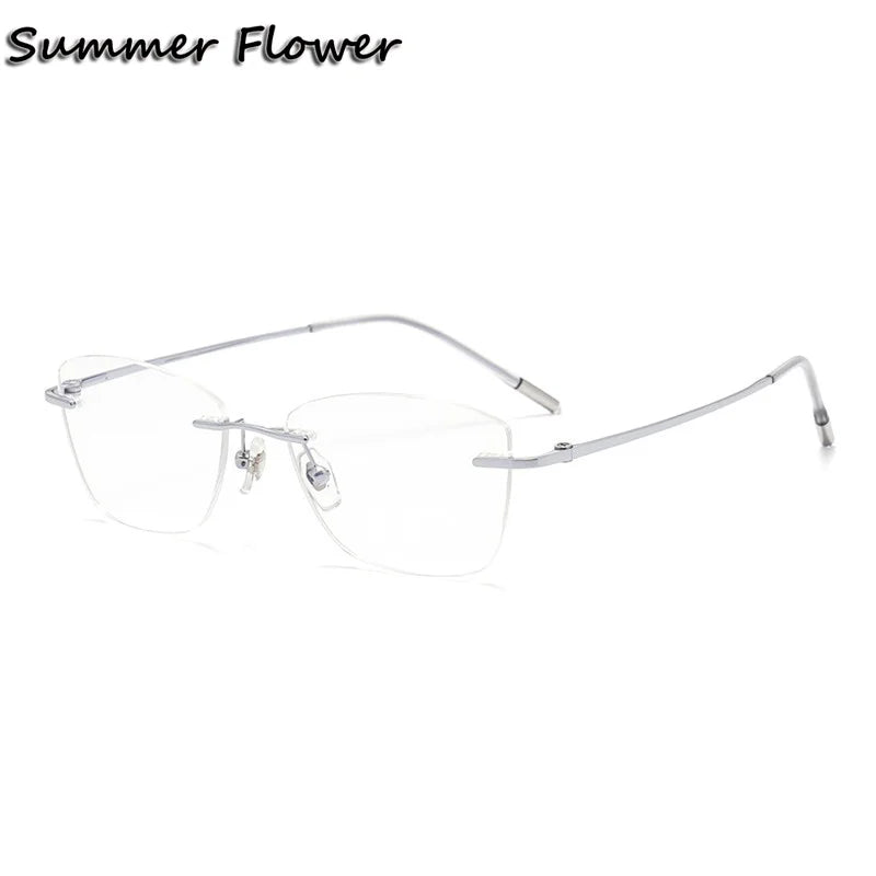 Summer Flower Women's Rimless Polygon Titanium Eyeglasses 10227