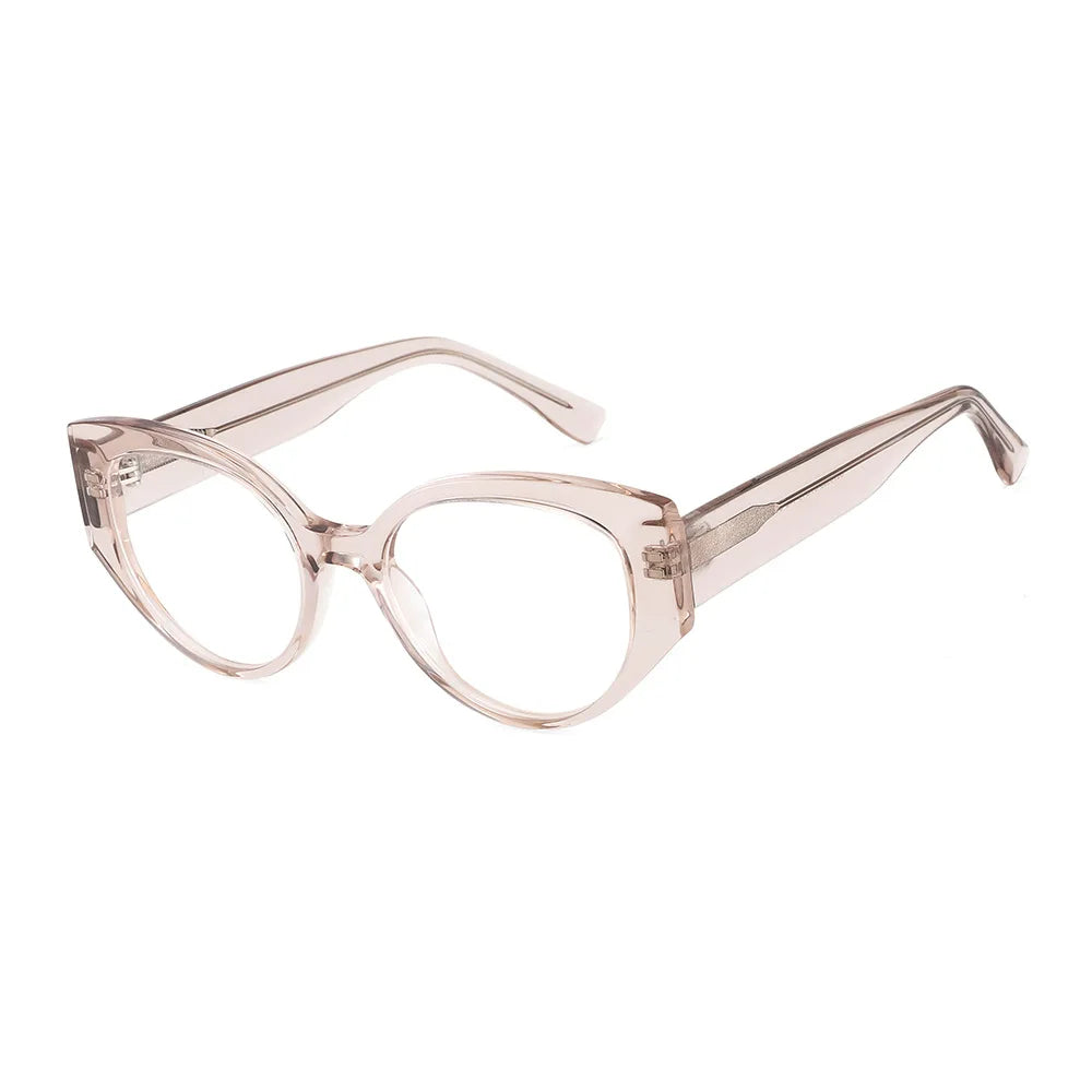 CCspace Unisex Full Rim Cat Eye Acetate Titanium Eyeglasses 57203 Full Rim CCspace C3Pink