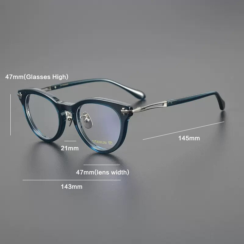 Gatenac Unisex Full Rim Cat Eye Acetate Titanium Eyeglasses Gxyj1120 Full Rim Gatenac