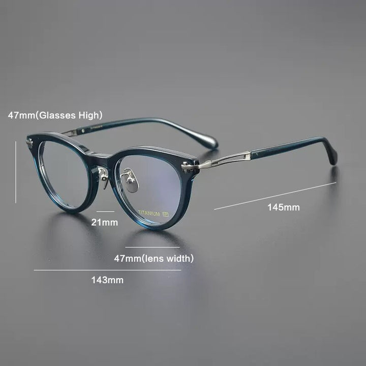 Gatenac Unisex Full Rim Cat Eye Acetate Titanium Eyeglasses Gxyj1120 Full Rim Gatenac