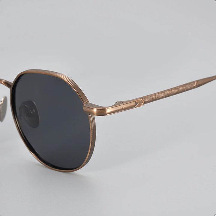 Black Mask Men's Full Rim Titanium Round Polarized Sunglasses 14045 Full Rim Black Mask