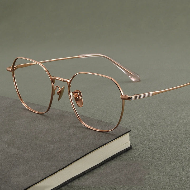 Bclear Unisex Full Rim Polygon Titanium Eyeglasses 86672 Full Rim Bclear