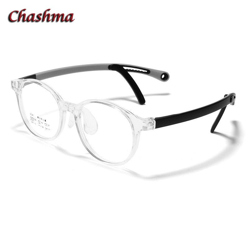 Chashma Unisex Children's Full Rim Round Tr 90 Titanium Eyeglasses 5028 Full Rim Chashma Transparent