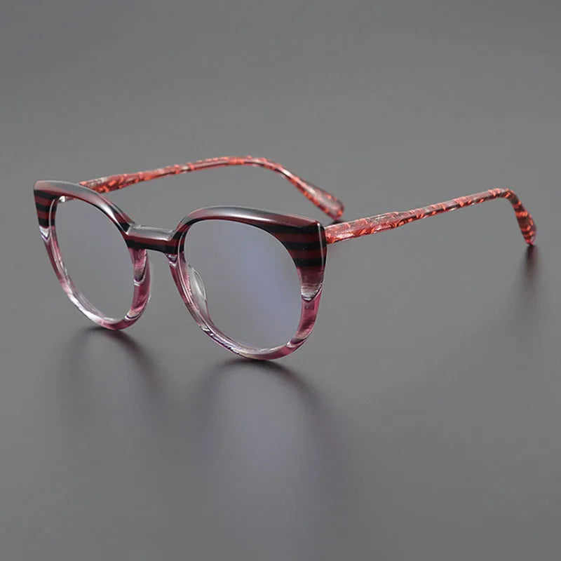 Nobler Unisex Full Rim Round Cat Eye Acetate Eyeglasses T028 Full Rim Nobler C4