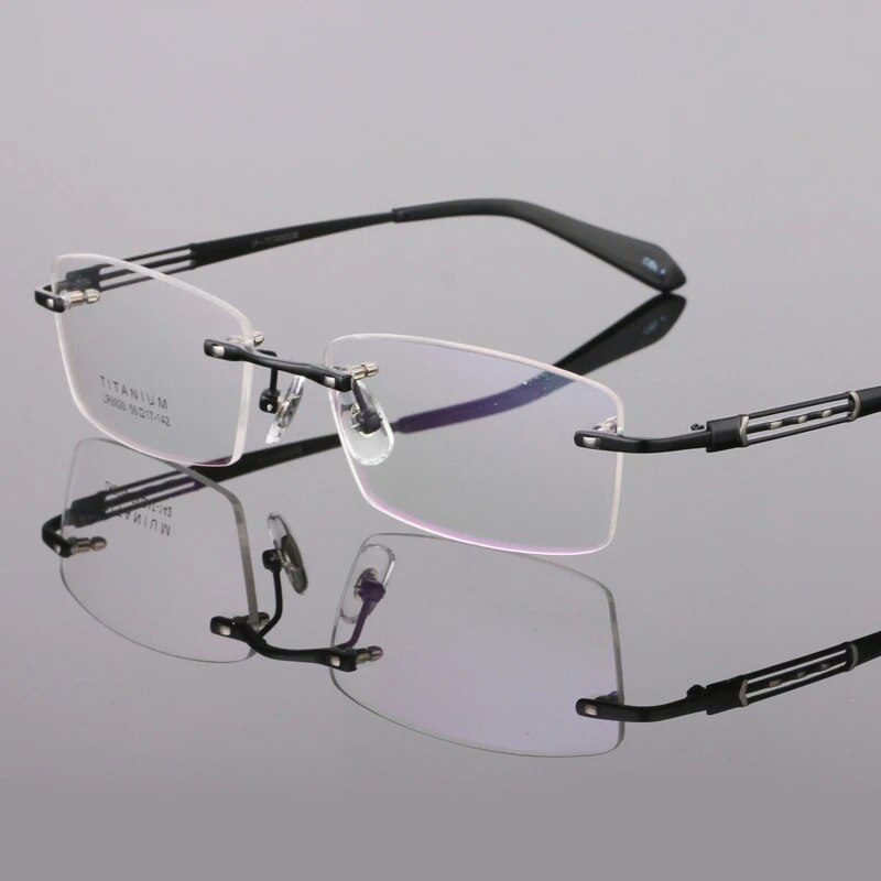 Bclear Men's Rimless Square Titanium Eyeglasses Lb8926 Rimless Bclear Black  