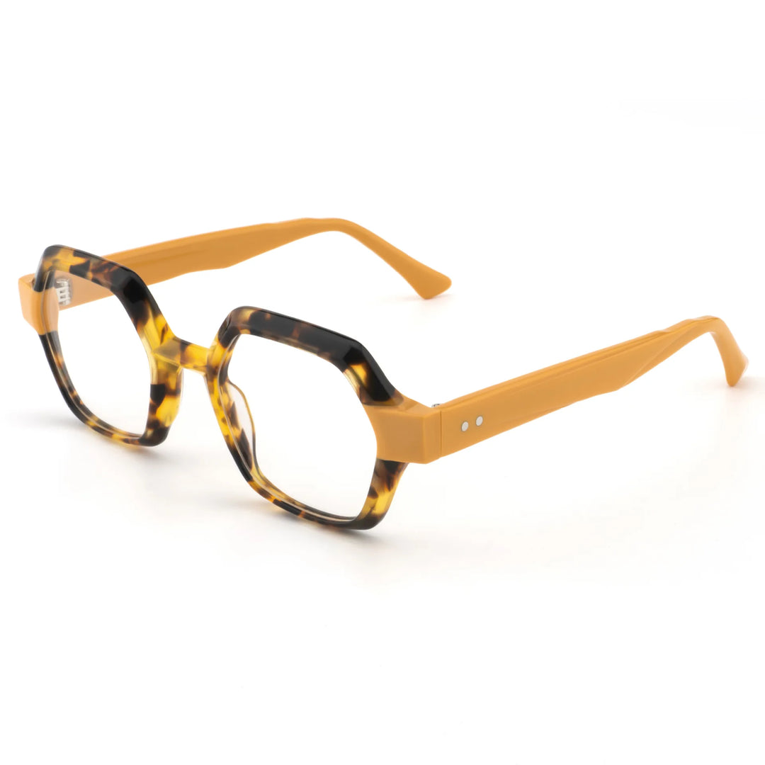 Hewei Unisex Full Rim Polygon Acetate Eyeglasses 923076