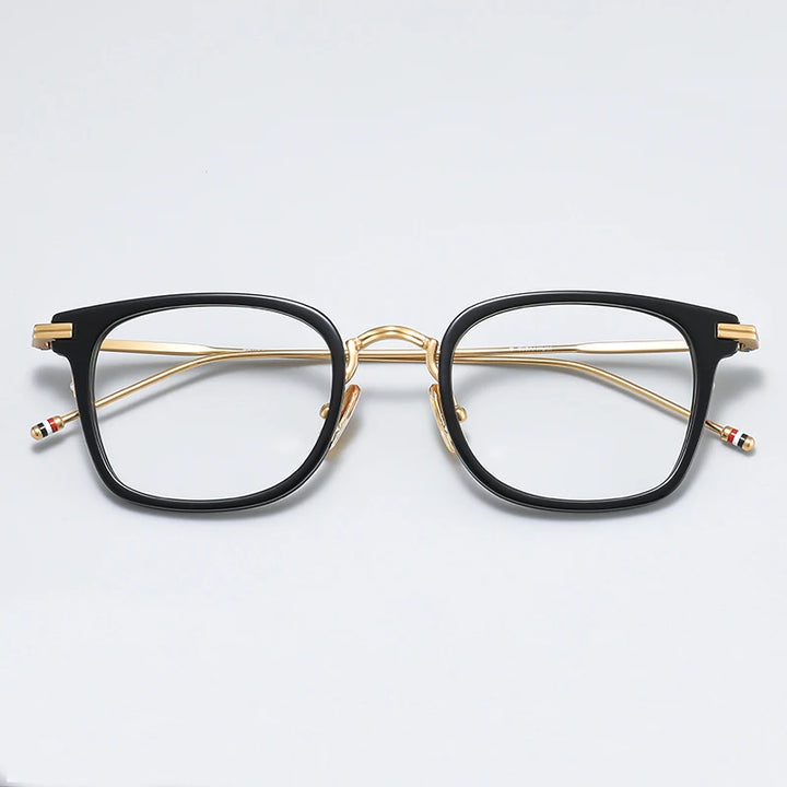 Black Mask Unisex Full Rim Square Alloy Eyeglasses Bmt905 Full Rim Black Mask Black-Gold  