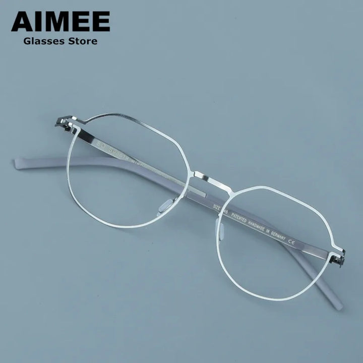 Aimee Women's Full Rim Flat Top Polygon Steel Eyeglasses 13649 Full Rim Aimee Gun-Grey
