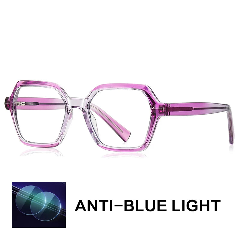 Gatenac Women's Full Rim Polygon Tr 90 Titanium Reading Glasses G2162