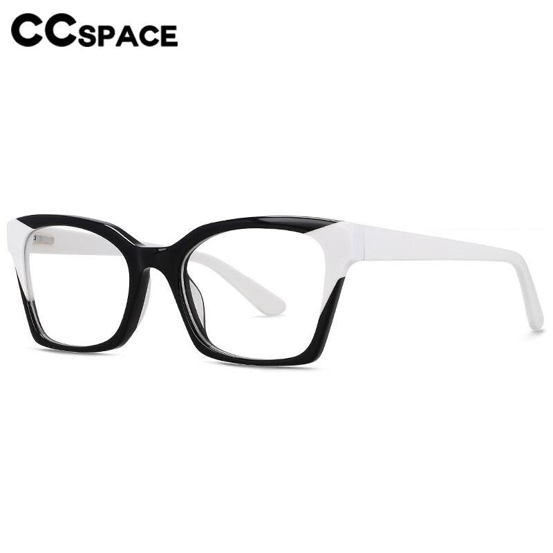 CCspace Unisex Full Rim Square Cat Eye Acetate Fiber Eyeglasses 56554 Full Rim CCspace
