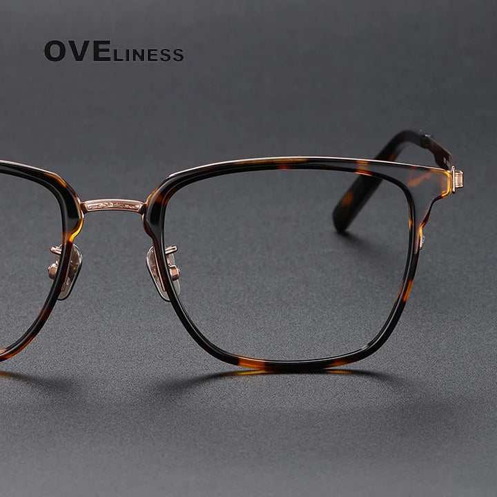 Oveliness Unisex Full Rim Square Acetate Titanium Eyeglasses 80978 Full Rim Oveliness   
