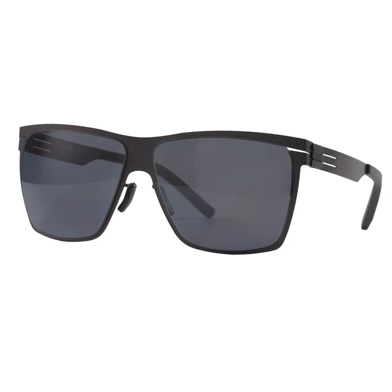 Black Mask Men's Big Square Stainless Steel Screwless Sunglasses 521461  Black Mask Black-Gray As Shown 