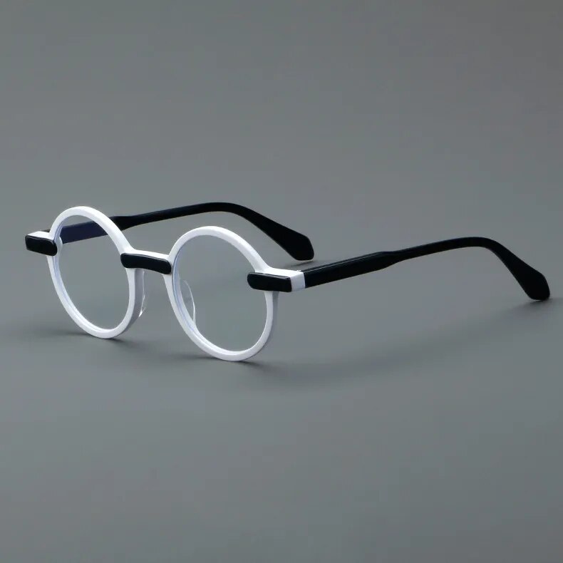CCspace Unisex Full Rim Round Acetate Eyeglasses 56994 Full Rim CCspace C1White