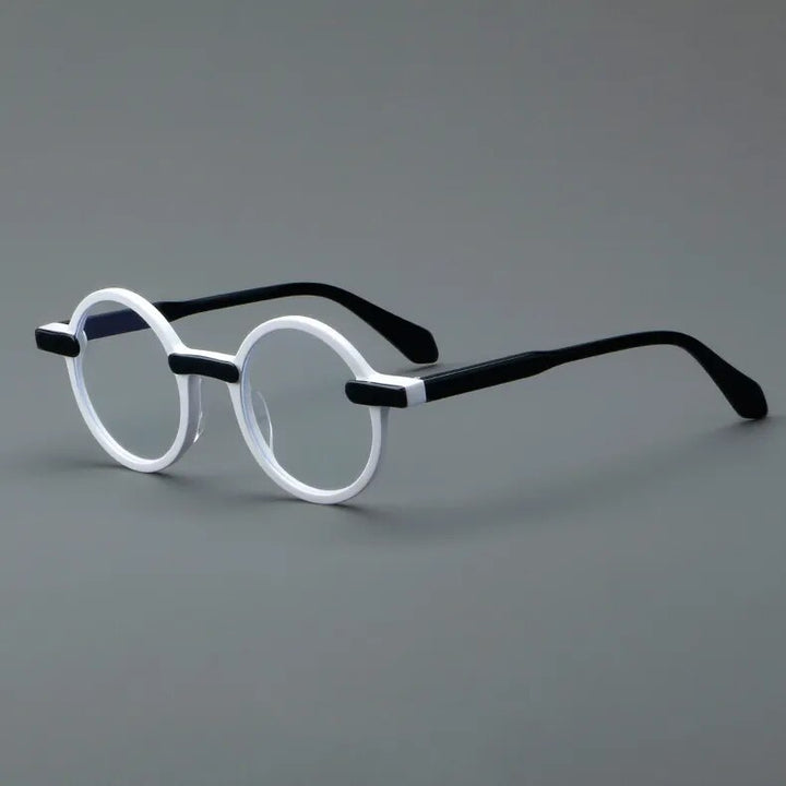 CCspace Unisex Full Rim Round Acetate Eyeglasses 56994 Full Rim CCspace C1White
