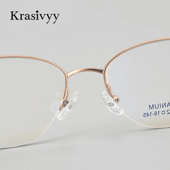 Krasivyy Women's Semi Rim Oval Cat Eye Titanium Eyeglasses 443001 Semi Rim Krasivyy