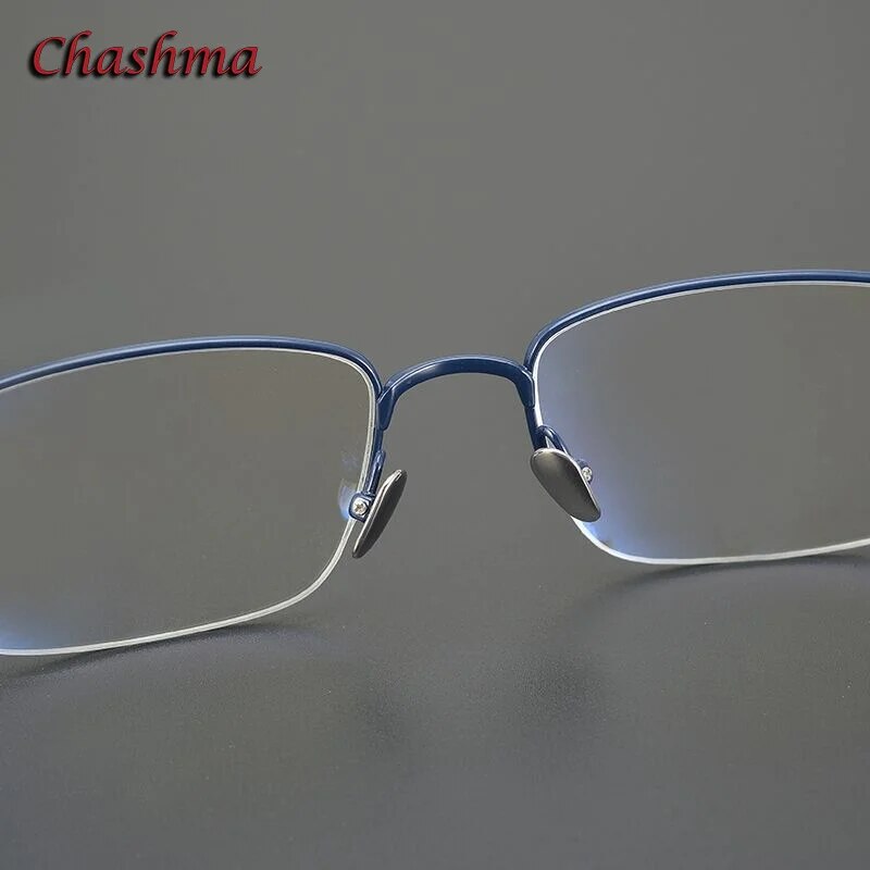 Chashma Ochki Men's Semi Rim Square Titanium Eyeglasses 1015 Semi Rim Chashma Ochki