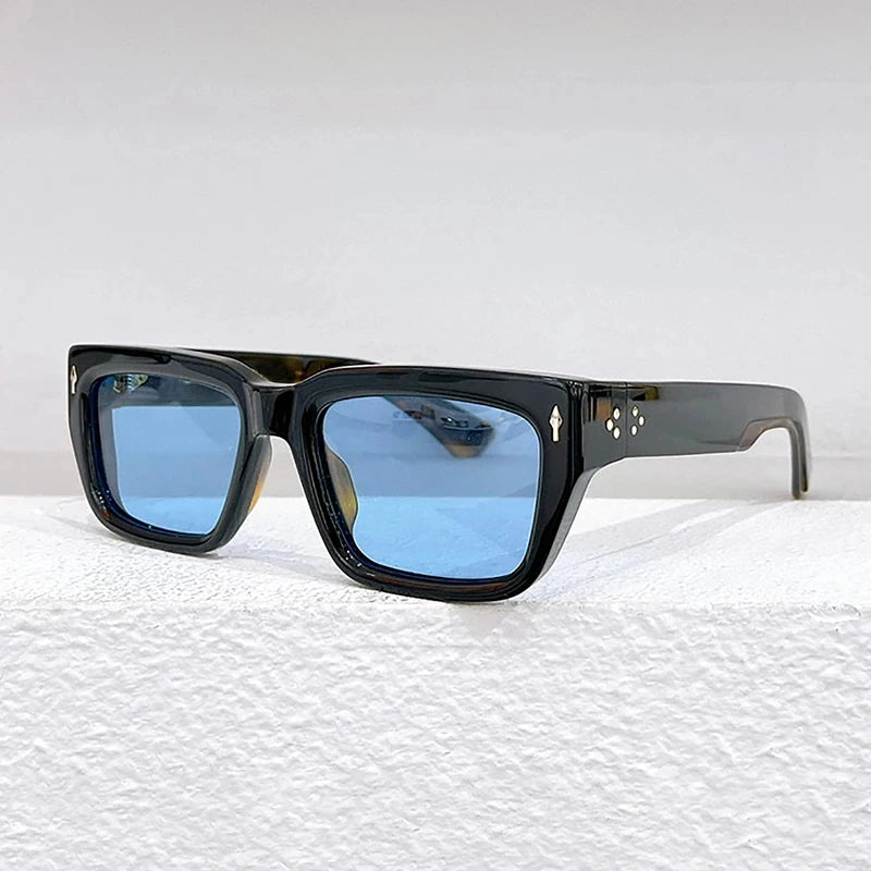 Hewei Unisex Full Rim Square Acetate Sunglasses 0031 Sunglasses Hewei blue-black as picture 