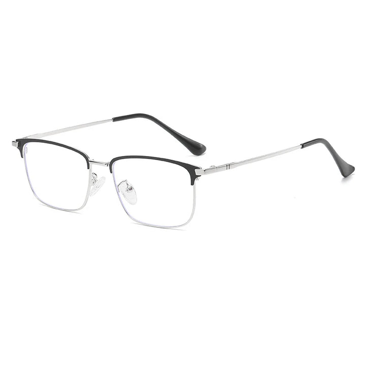 Cubojue Men's Full Rim Square Titanium Reading Glasses 101979 Reading Glasses Cubojue 101957 black silver 0 