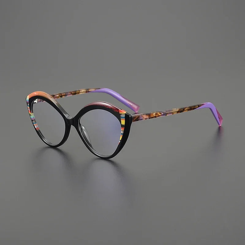 Hewei Unisex Full Rim Oval Cat Eye Acetate Eyeglasses 16145 Full Rim Hewei C5 CHINA