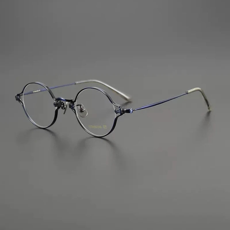 Gatenac Unisex Full Rim Round Titanium Eyeglasses Gxyj1198 Full Rim Gatenac Blue