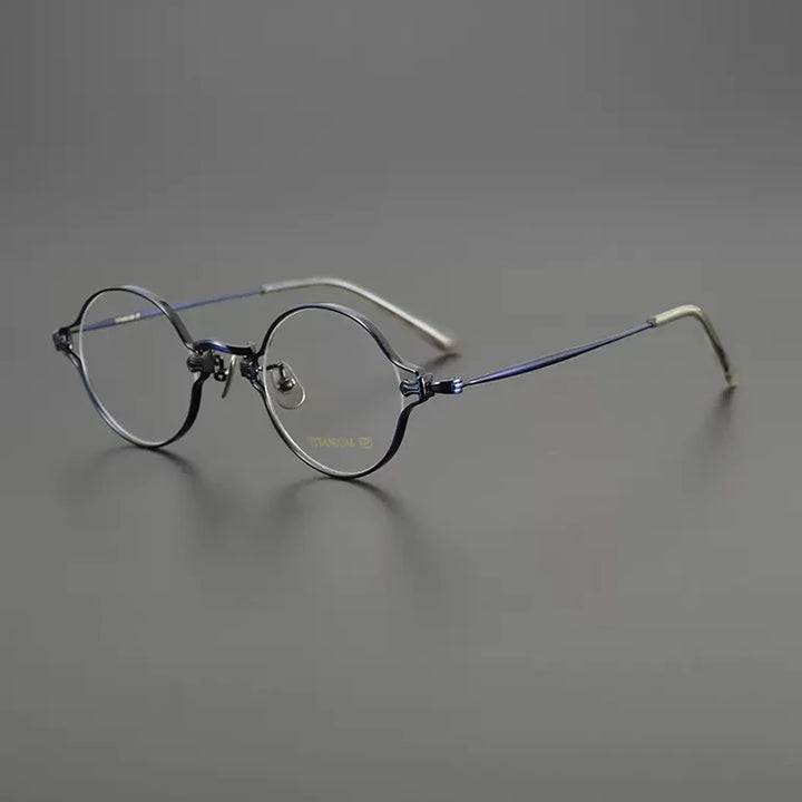 Gatenac Unisex Full Rim Round Titanium Eyeglasses Gxyj1198 Full Rim Gatenac Blue
