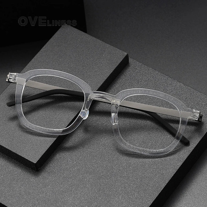 Oveliness Unisex Full Rim Square Acetate Titanium Eyeglasses 1050 Full Rim Oveliness