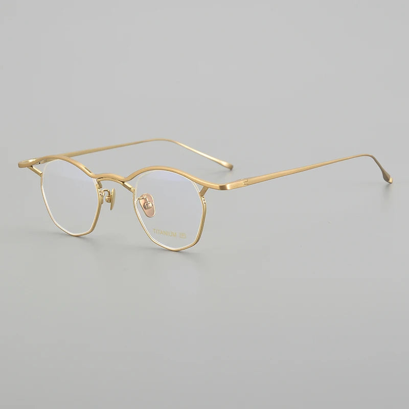 Muzz Unisex Full Rim Small Brow Line Polygon Titanium Eyeglasses Mu004 Full Rim Muzz C4