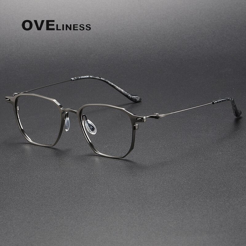 Oveliness Unisex Full Rim Square Titanium Eyeglasses 20-2317 Full Rim Oveliness gun  