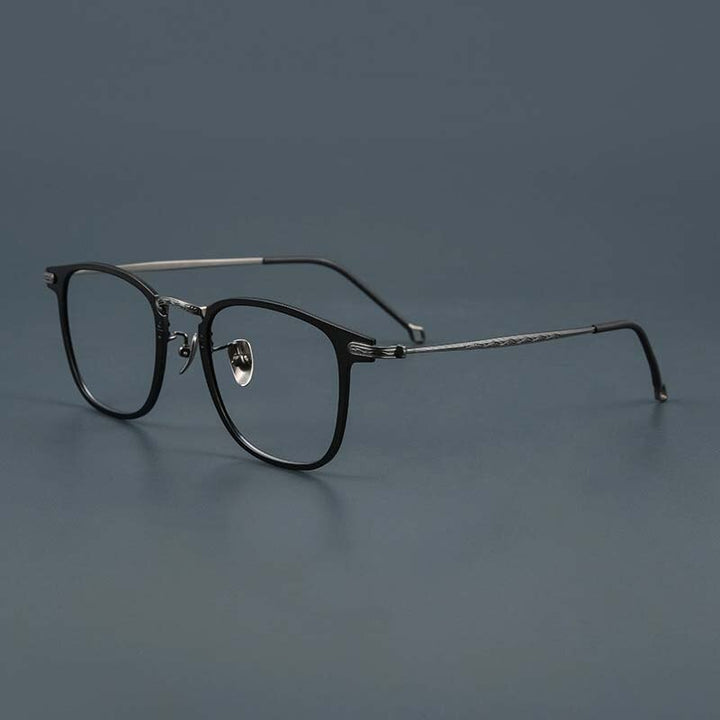 CCspace Unisex Full Rim Square Titanium Alloy Eyeglasses 55919 Full Rim CCspace BlackGunColor China