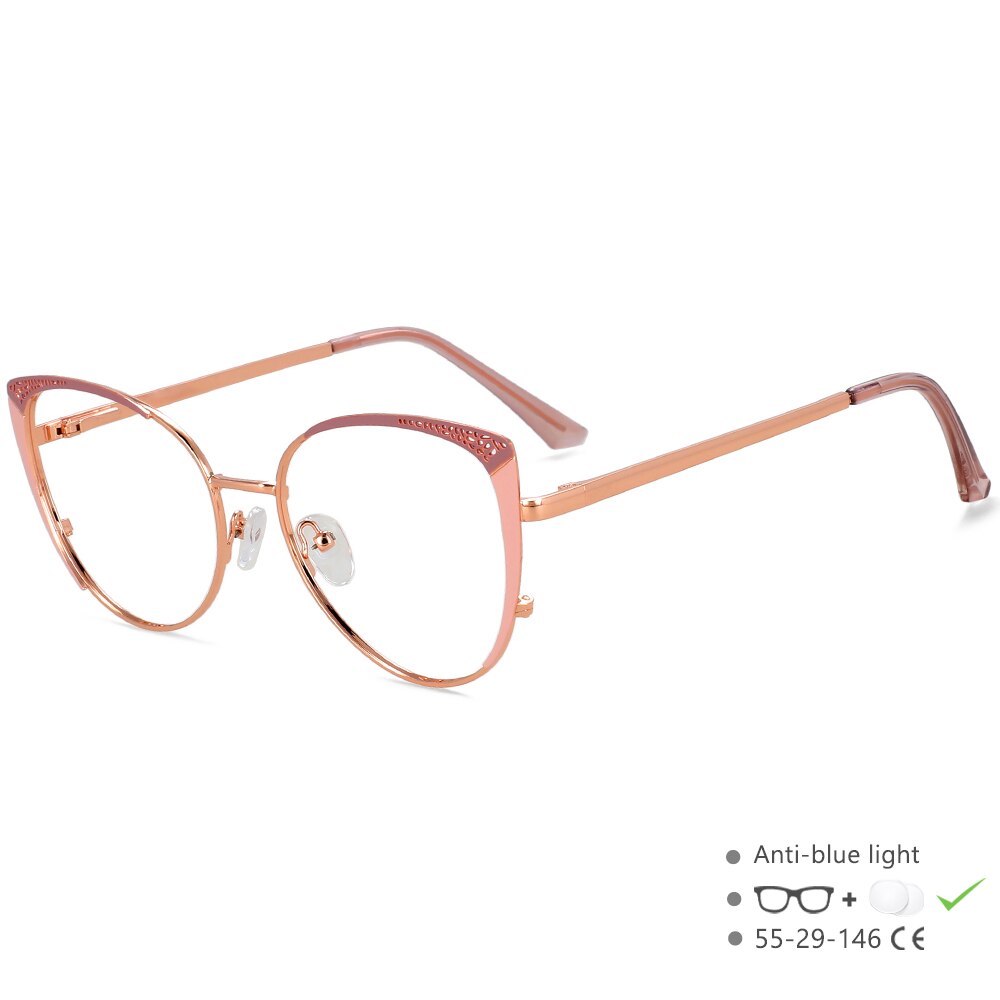 CCspace Unisex Full Rim Square Cat Eye Alloy Eyeglasses 55892 Full Rim CCspace BeanPink China