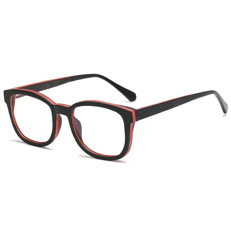 Hdcrafter Men's Full Rim Square Wood Spring Hinge Eyeglasses 5636 Full Rim Hdcrafter Eyeglasses Grey