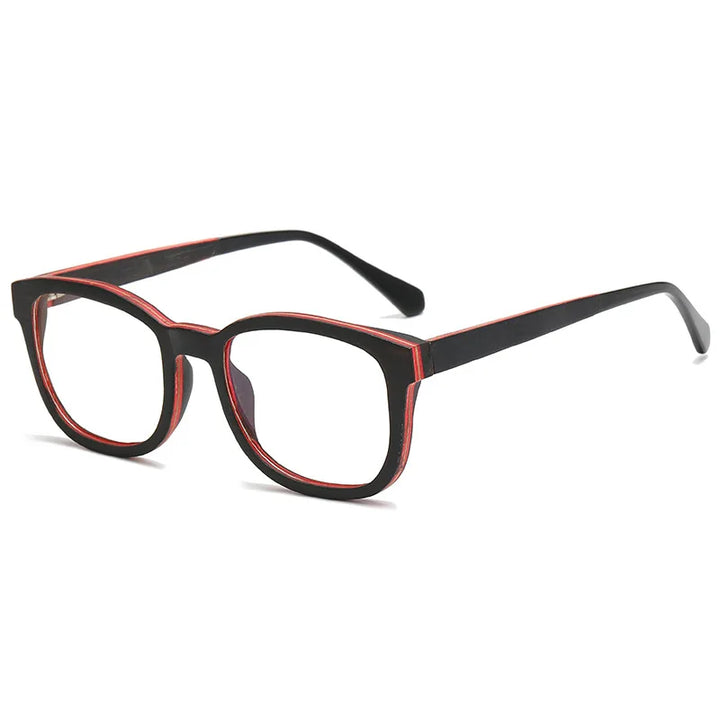 Hdcrafter Men's Full Rim Square Wood Spring Hinge Eyeglasses 5636 Full Rim Hdcrafter Eyeglasses Grey