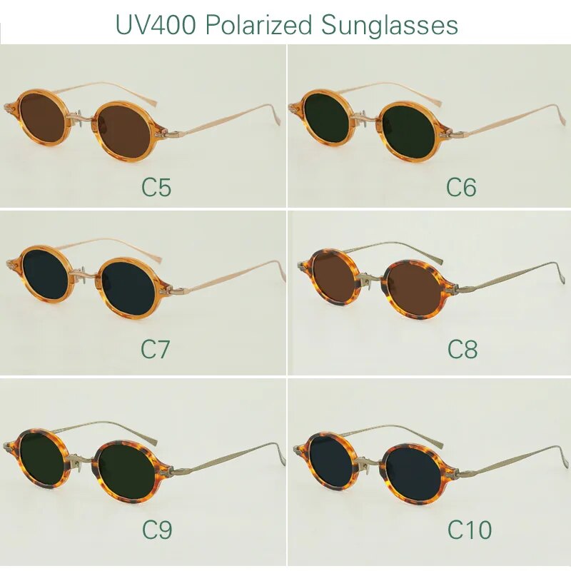 Yujo Unisex Full Rim Small Oval Acetate Titanium Eyeglasses Or Sunglasses 3740 Full Rim Yujo   