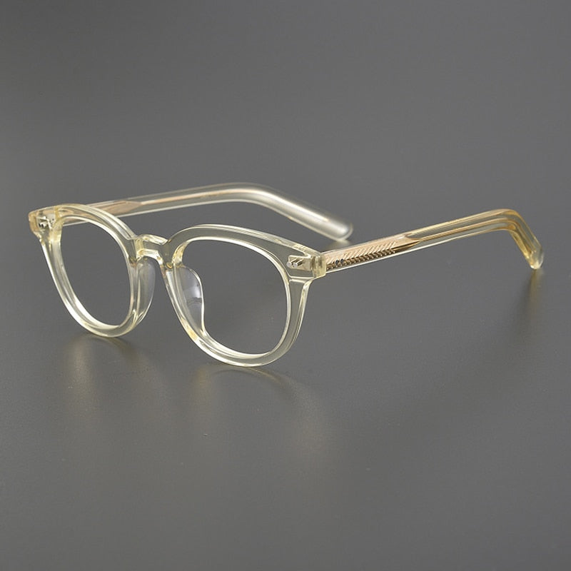 Gatenac Unisex Full Rim Round Square Handcrafted  Acetate Eyeglasses Gxyj1028 Full Rim Gatenac Yellow