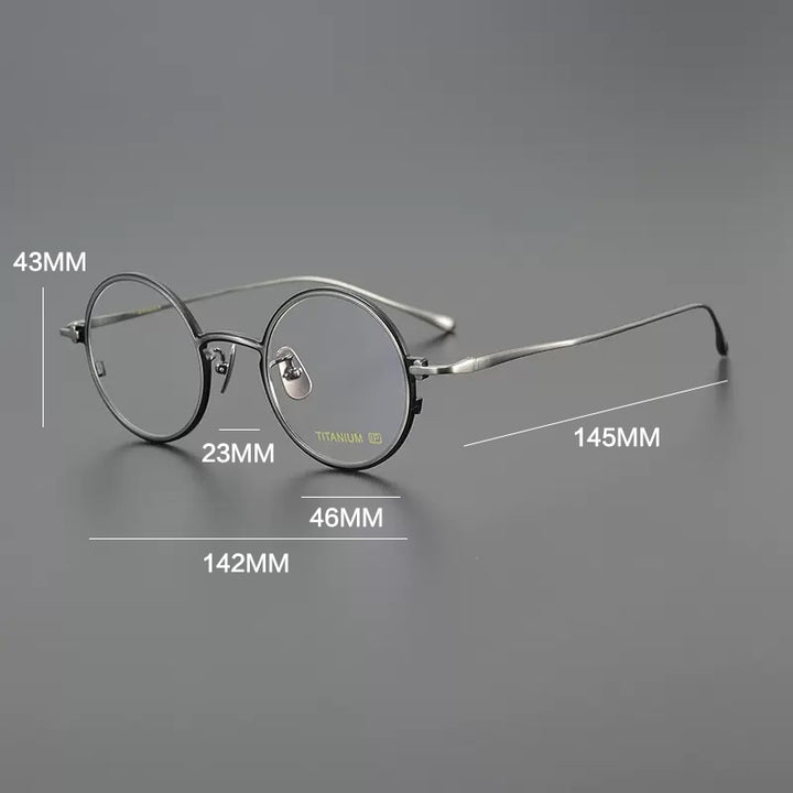 Gatenac Unisex Full Rim Round Titanium Eyeglasses Gxyj1096 Full Rim Gatenac