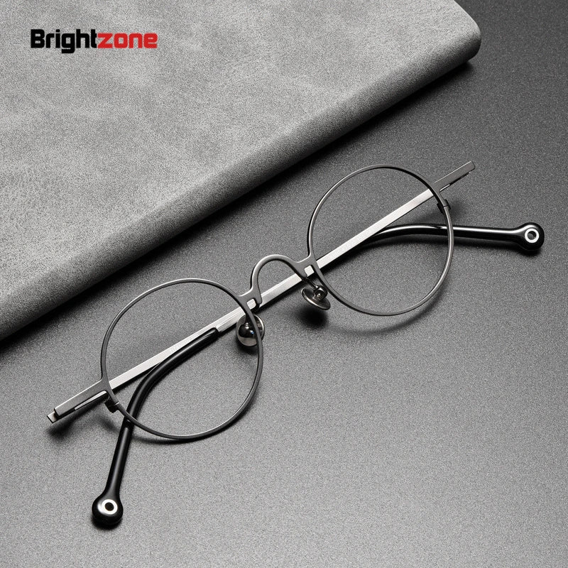 Brightzone Unisex Full Rim Oval Round Titanium Eyeglasses 74080 Full Rim Brightzone