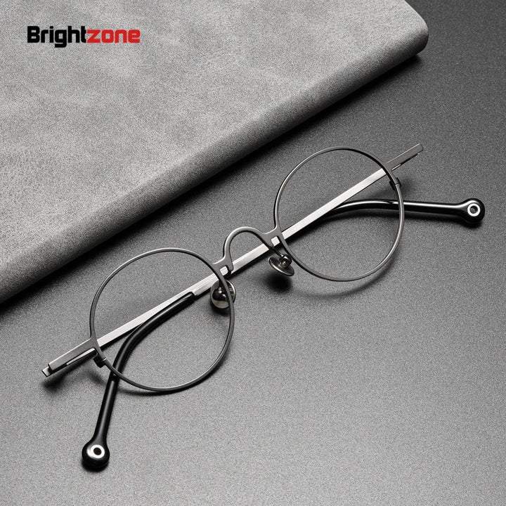 Brightzone Unisex Full Rim Oval Round Titanium Eyeglasses 74080 Full Rim Brightzone