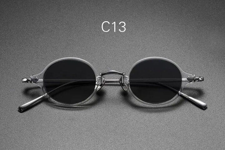 Yujo Unisex Full Rim Small Oval Acetate Titanium Eyeglasses Or Sunglasses 3740 Full Rim Yujo C13 China 