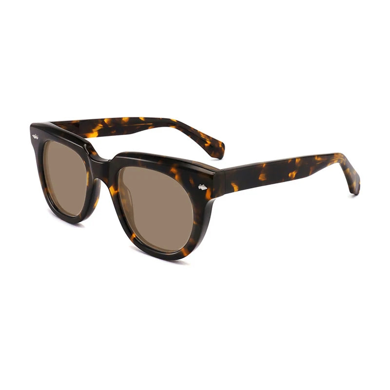 Gatenac Unisex Full Rim Square Acetate Polarized Sunglasses Mo17 Sunglasses Gatenac Tortoiseshell Brown