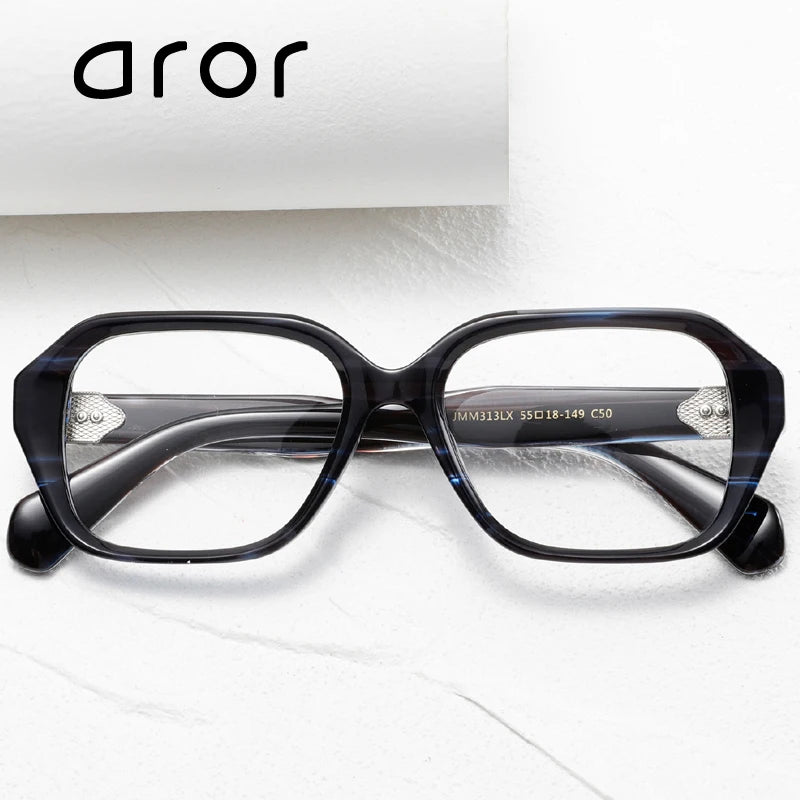 Aror Unisex Full Rim Flat Top Square Thick Acetate Eyeglasses 842313 Full Rim Aror