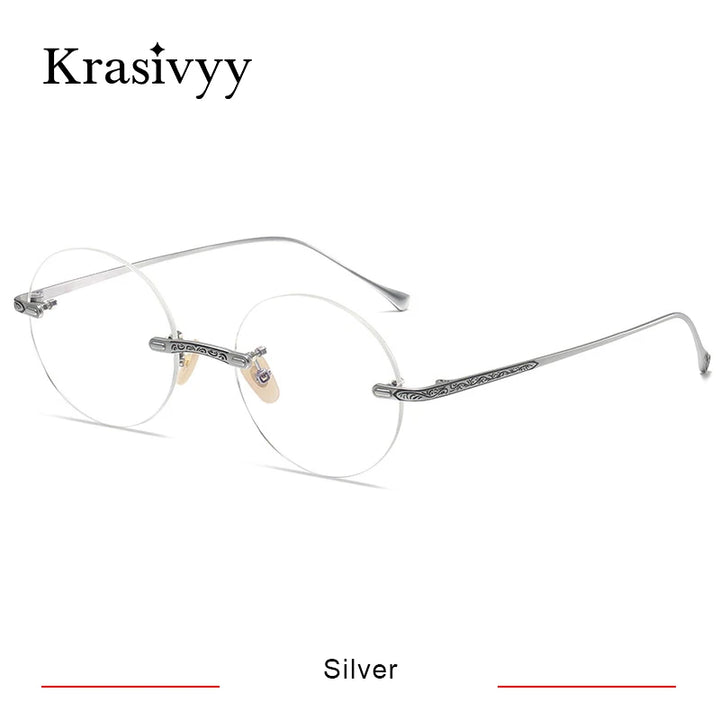 Krasivyy Women's Rimless Oval Round Titanium Eyeglasses 35933
