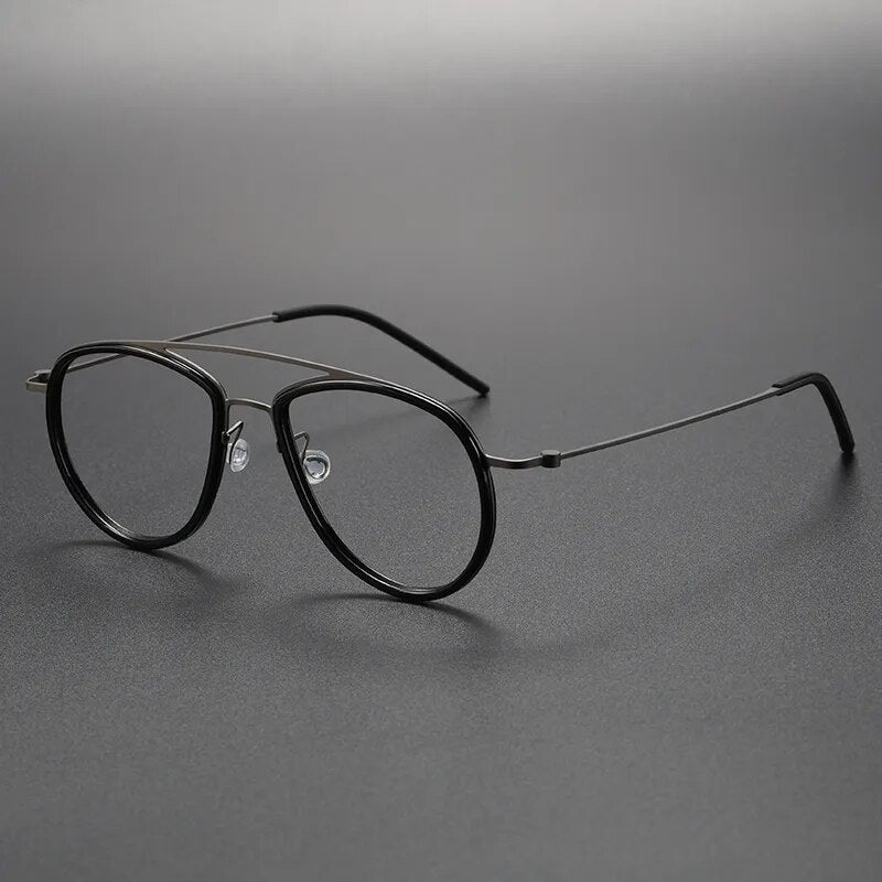 Muzz Unisex Full Rim Square Double Bridge Titanium Acetate Eyeglasses  5507 Full Rim Muzz C4