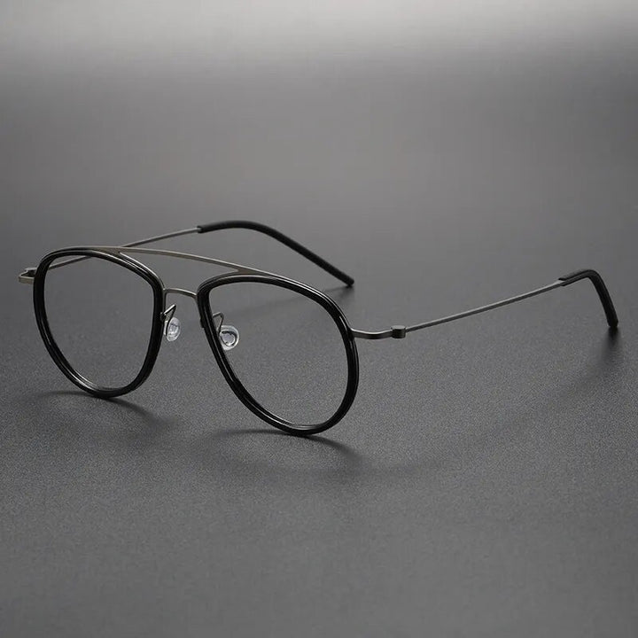 Muzz Unisex Full Rim Square Double Bridge Titanium Acetate Eyeglasses  5507 Full Rim Muzz C4