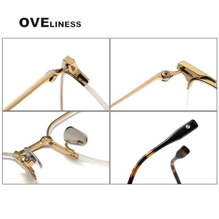 Oveliness Unisex Semi Rim Square Titanium Eyeglasses 8105 Semi Rim Oveliness   